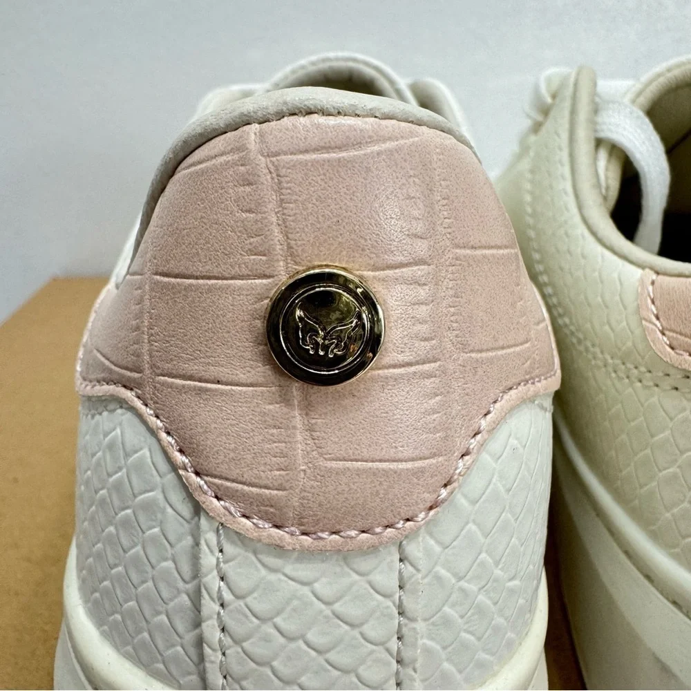 Renato Garini Italy Classic Comfort White Snake Pink Croco Platform Sneakers